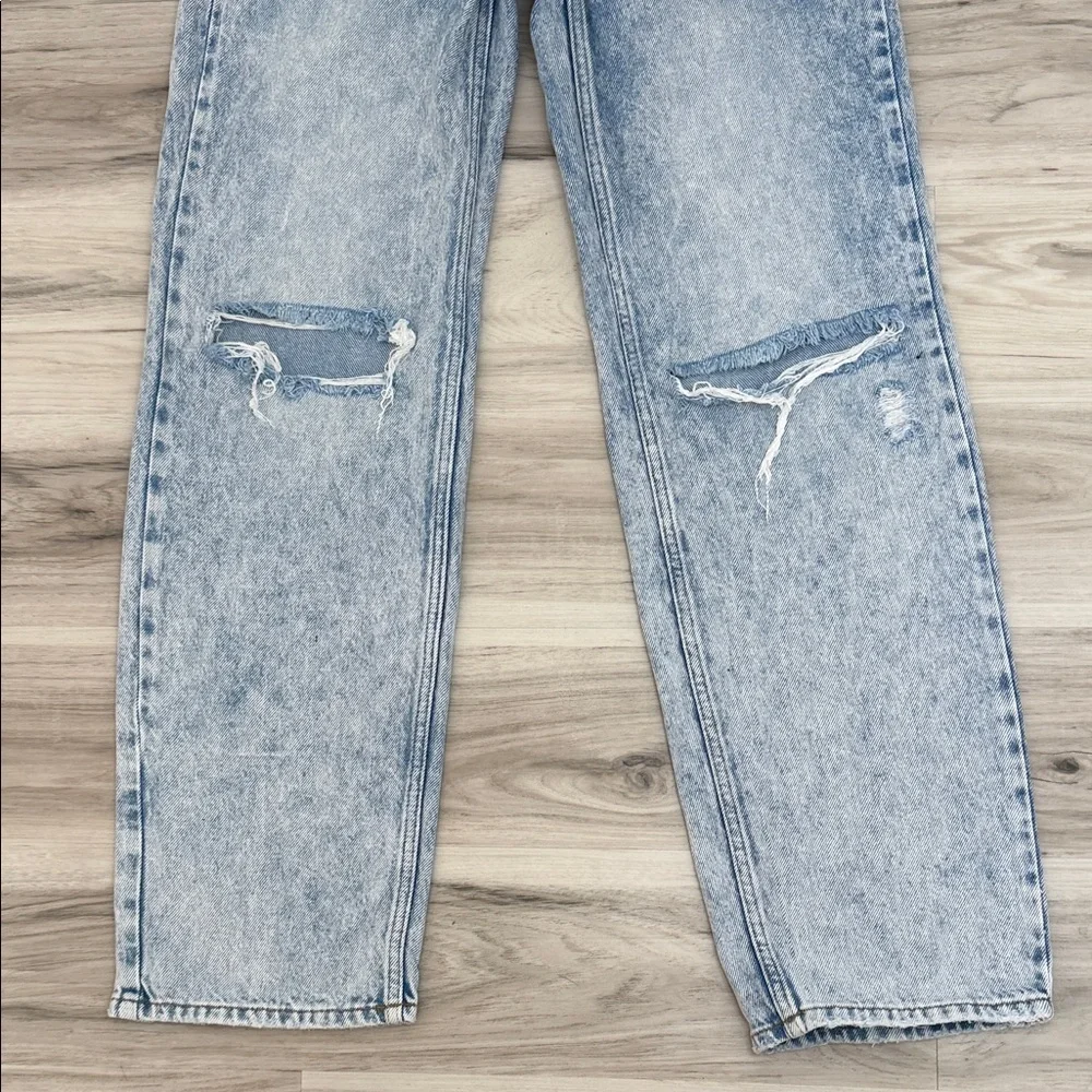 GOOD AMERICAN Women's Light Blue Distressed Wide Leg Jeans size 00/24 - Picture 3 of 14